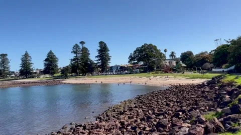 Shellharbour South Beach, Shellharbour harbour, along the south coast of Stock Footage 168963402