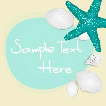 Shells and starfishes on sand background Stock Illustration