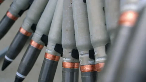 Shells for an automatic cannon. Close-up. 動画素材 141113377