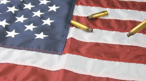 Shells Falling on American Flag in Slow Motion Stock Footage 61281005