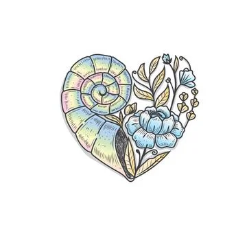 Shells with flower wreath colorful vector Stock Illustration