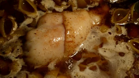 Shells pasta with chicken drumstick Stock Footage 302143802