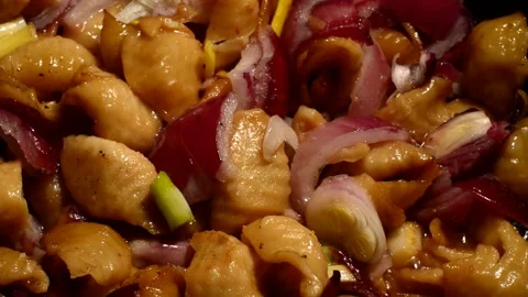 Shells pasta with red onion Stockbeeldmateriaal 302216240