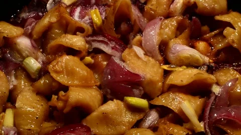 Shells pasta with red onion Vidéo 302216727