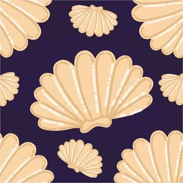 Shells Pattern Background Vector Illustrazione stock
