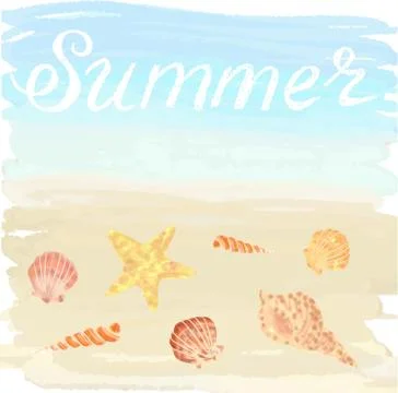 Shells on sand Stock Illustration