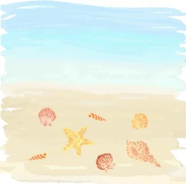 Shells on sand Stock Illustration