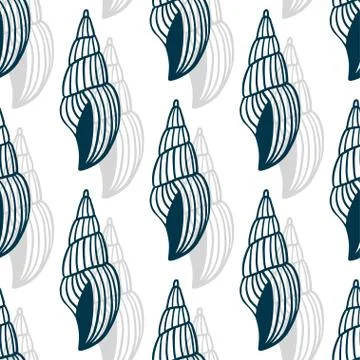 Shells seamless pattern. Marine background in vector. Seashells pattern desig Stock Illustration