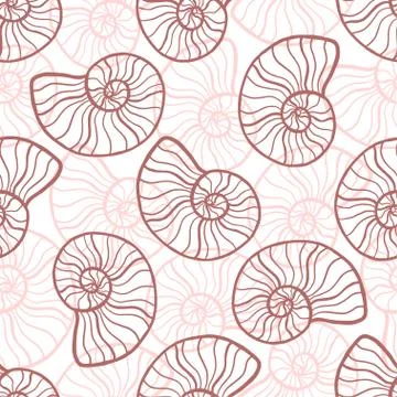 Shells seamless pattern. Marine background in beige colors. Seashells pattern Stock Illustration