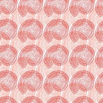 Shells seamless pattern. Nautical background in peach colors. Seashells patte Illustrazione stock