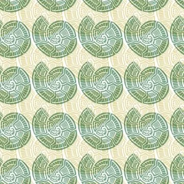 Shells seamless pattern. Nautical background in green colors. Seashells patte 스톡 일러스트