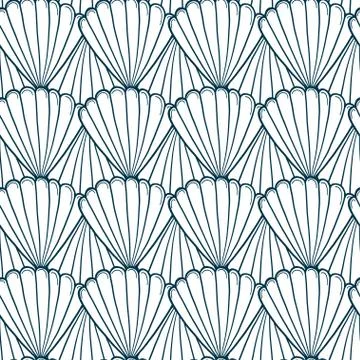 Shells seamless pattern. Nautical coloring page background. Seashells pattern Stockillustratie