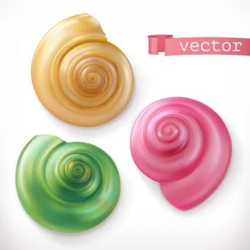 Shells, snails. 3d vector icon set Stock Illustration