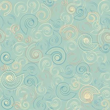 Shells in the water seamless pattern Illustrazione stock
