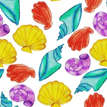 Shells,clams, bright Stock Illustration