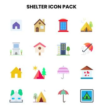 Shelter Flat Bundle Icons Pack Stockillustratie