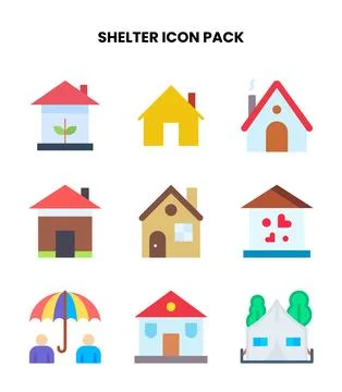 Shelter Flat Icons Pack Stock Illustration