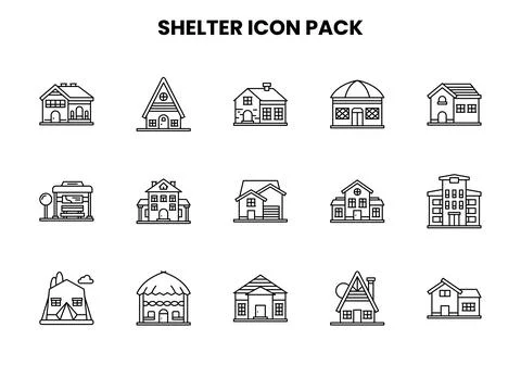 Shelter Line UI Icons Pack Illustrazione stock