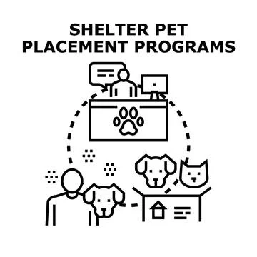 Shelter pet placement programs concept illustration Illustrazione stock