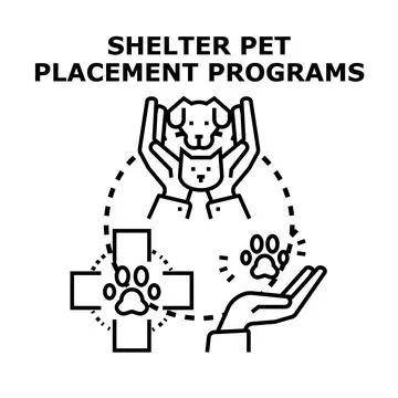 Shelter pet placement programs helping animals find homes Stock Illustration