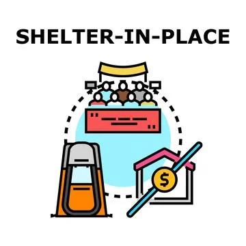 Shelter in place concept vector line icon Stock Illustration