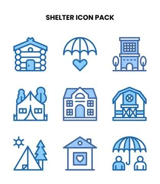 Shelter Two Colour Bundle Icons Pack Illustrazione stock