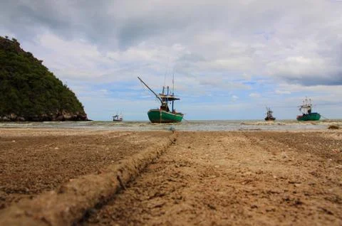 Sheltered mooring on sam phraya beach Stock Photos