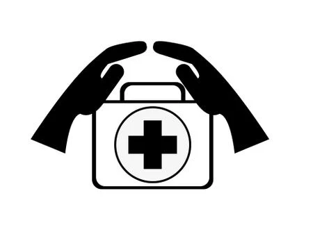 Sheltering hands and first aid kit icon Stock Illustration