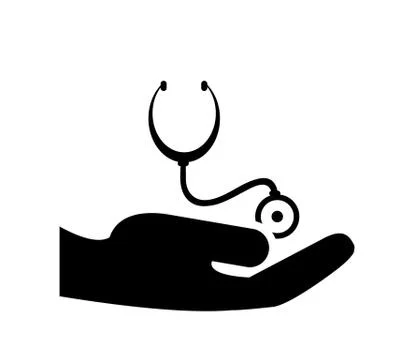 Sheltering hands and stethoscope icon Stock Illustration