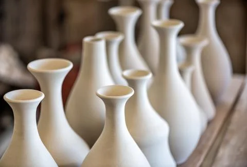 Shelve with ceramic dishware Stock Photos