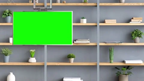 Shelves and Library Virtual Set Background - Left Monitor Stock Footage 155866573