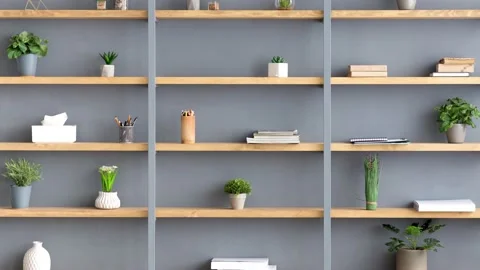 Shelves and Library Virtual Set Background - blank Stock Footage 155866574