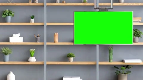 Shelves and Library Virtual Set Background - Right Monitor Video stock 155866576