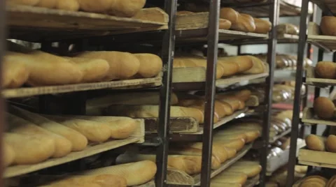 Shelves with baguettes Stock-Footage 58586272
