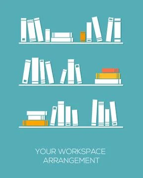 Shelves with books in flat design style Stock Illustration