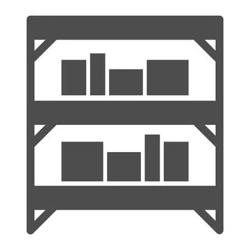 Shelves with boxes, warehouse solid icon, shopping concept, metallic shelves イラスト素材
