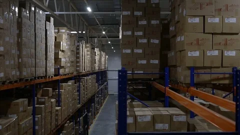 Shelves of Cardboard Boxes Vidéo 72203067