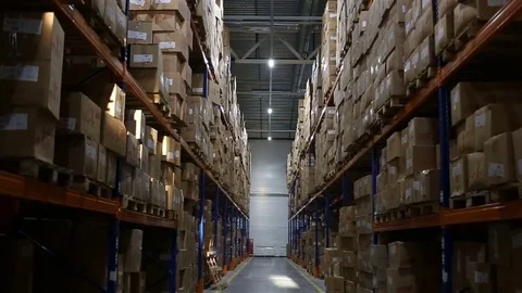 Shelves of Cardboard Boxes Video stock 72203114