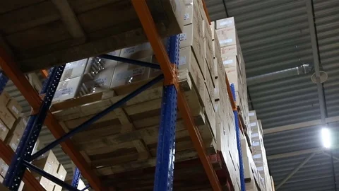 Shelves of Cardboard Boxes Video stock 72203151