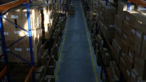 Shelves of Cardboard Boxes Video stock 72211901