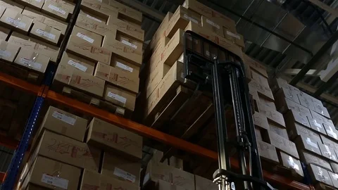 Shelves of Cardboard Boxes Video stock 72211952
