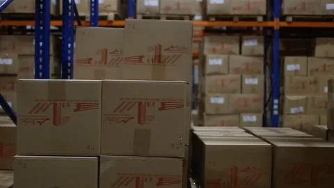 Shelves of Cardboard Boxes Video stock 72211954