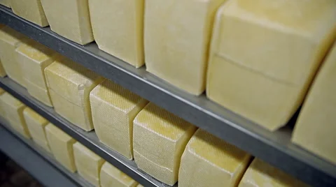 Shelves with cheese Stock Footage 60132176