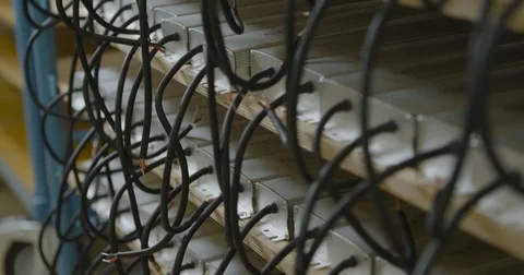 Shelves with finished Electric components Stockbeeldmateriaal 73501239