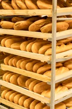 Shelves with fresh bread Stock Photos