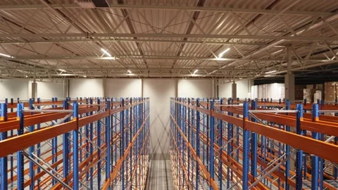 Shelves in the warehouse 02 Video stock 296795602