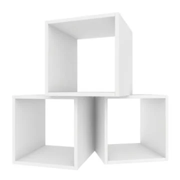 Shelves white. 3d render on white background Illustrazione stock