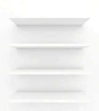 Shelves on a white background. 3d render Illustrazione stock