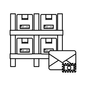 Shelving with boxes packing postal service Stockillustratie