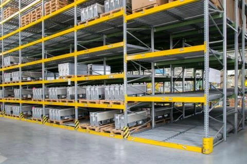Shelving gravity for pallets Stock Photos